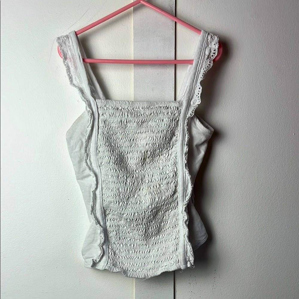 Kids Justice White Smocked Ruffled Sleeveless Tank Top